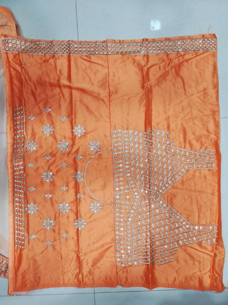 Jyoti Fashion Delightful Orange Sequins, Zari with Embroidered Devsena Silk Lehenga Choli with Dupatta | Grocsy
