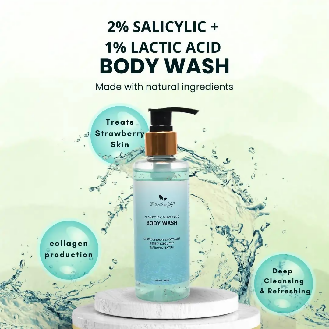 The Wellness Shop 2% Salicylic+1% Lactic Acid Body Wash | Grocsy