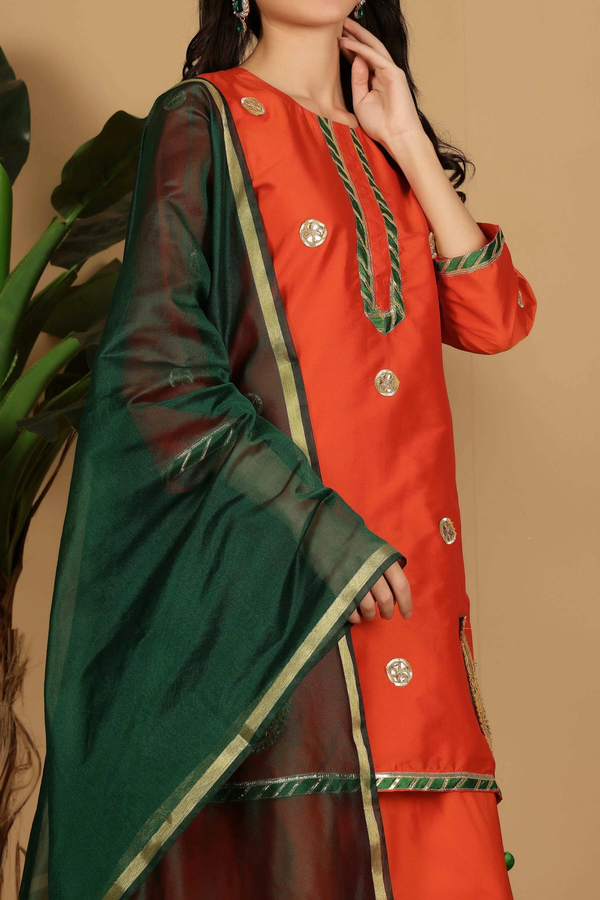 Joban Fashion Orange Taffeta Lehenga Set | Grocsy