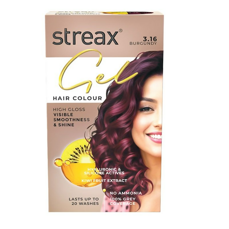 Streax Gel No Ammonia 100% Grey Coverage Hair Color - Burgundy | Grocsy
