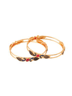 NVR Women Set of 2 Gold-Polished Traditional Daily Use Peacock Design Bangles | Grocsy