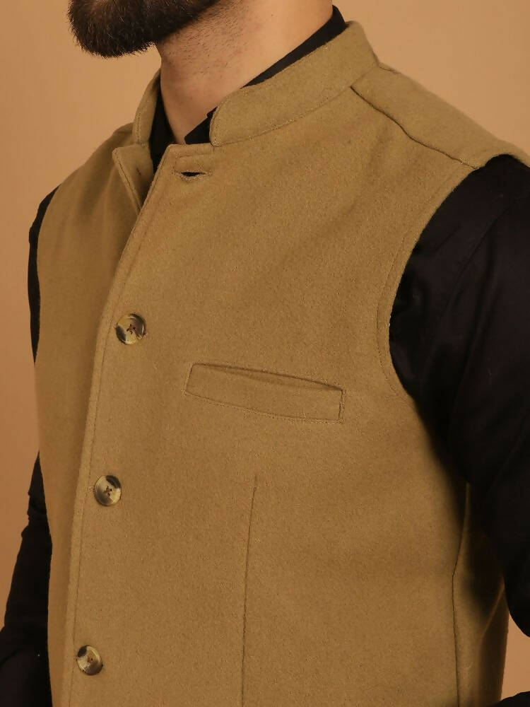 Even Apparels Pure Wool Nehru Jacket - Beige | Grocsy