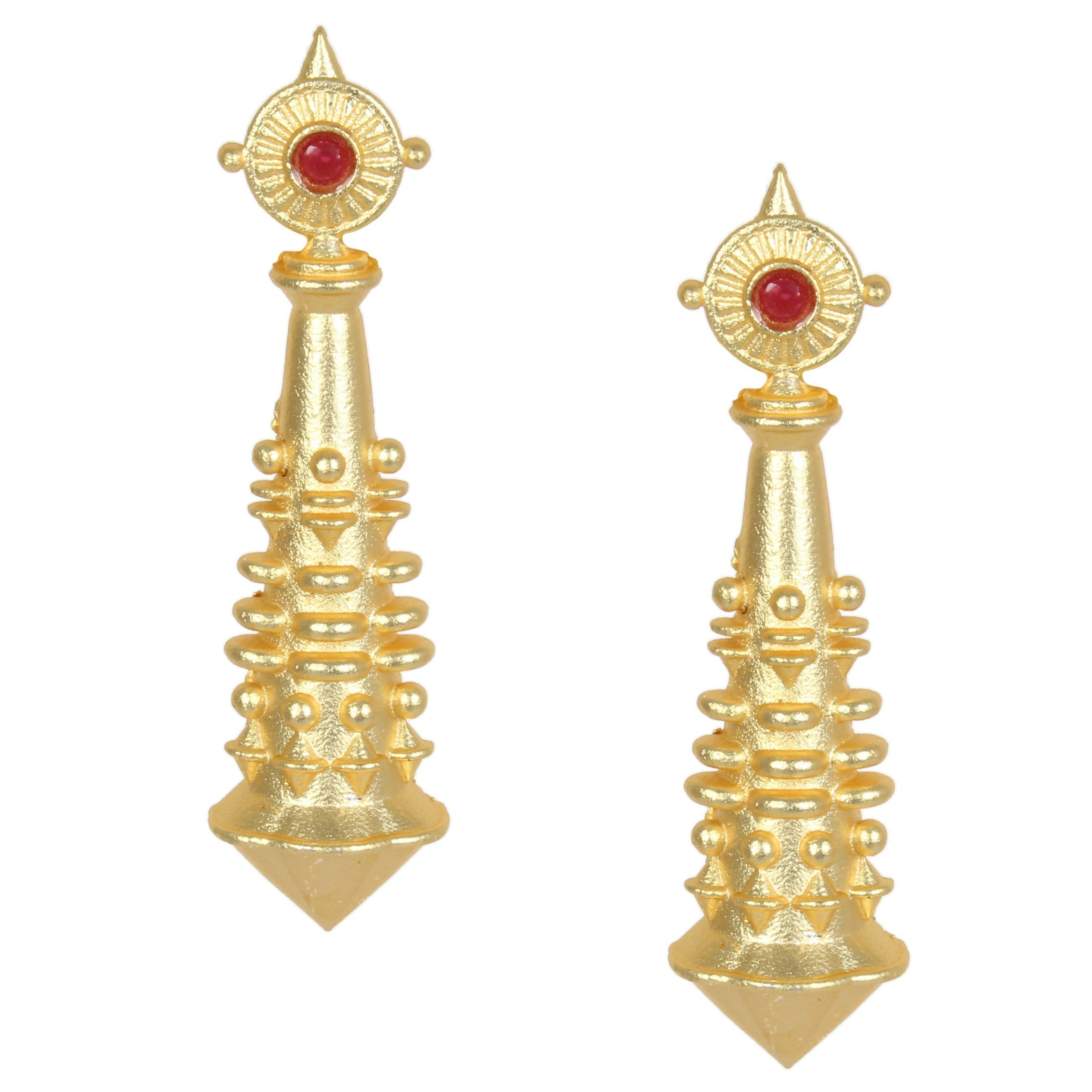 Joban Fashion Women Matte Gold Brass Earrings | Grocsy