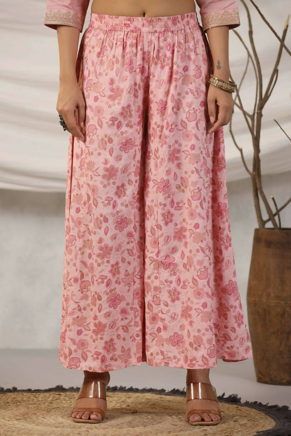Juniper Women Peach Embroidered Kurta, Pants and Dupatta Set | Grocsy