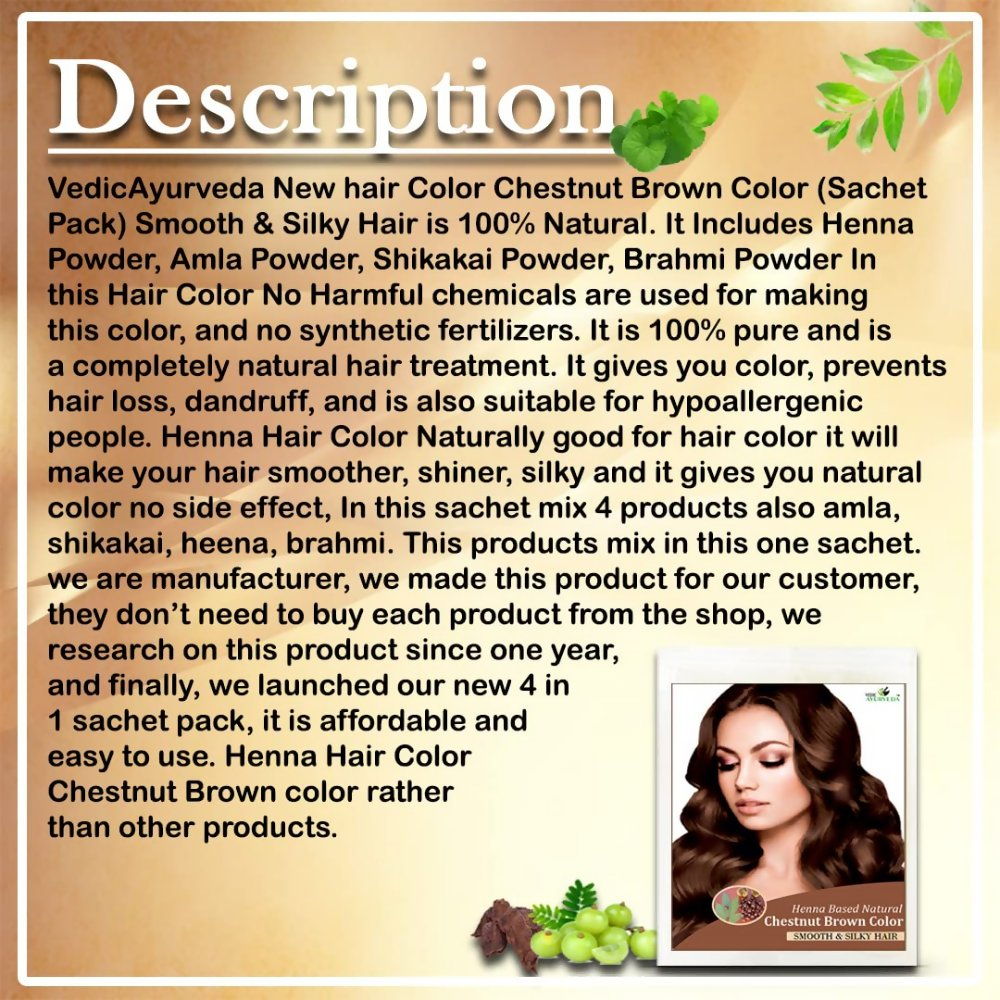 VedicAyurveda Henna Hair Color - Chestnut Brown | Grocsy