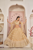 Eilara Women'S Beige Butterfly Net Thread Embroidered Work Designer Lehenga Choli | Grocsy