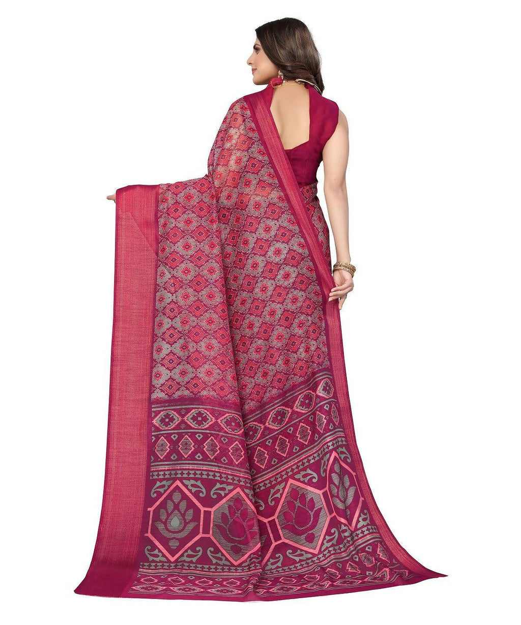 Vamika Cotton Pink Jari Border Bollywood Style Saree (VASU PINK) | Grocsy