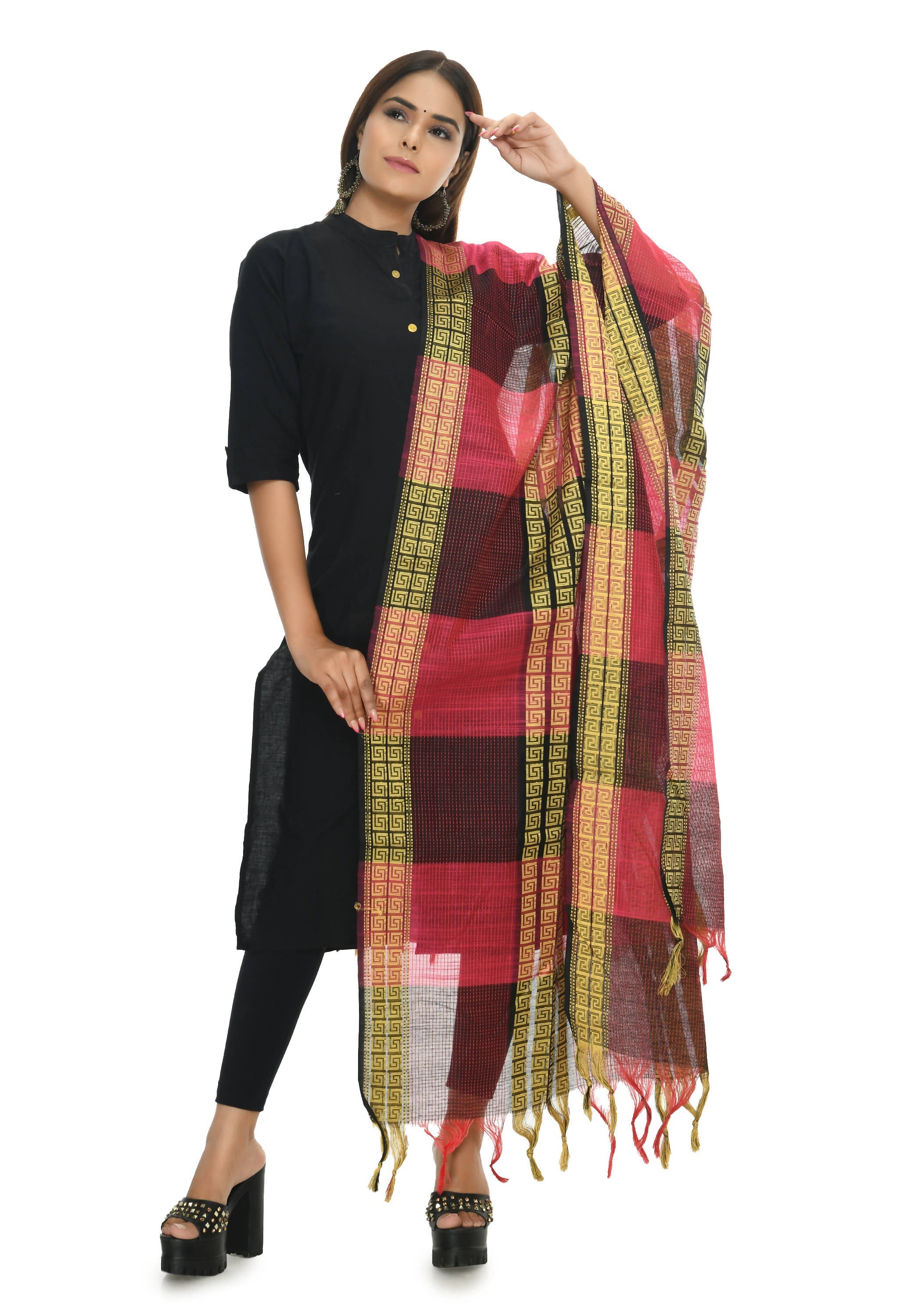 Mominos Fashion Moeza Handloom Cotton Rani Tone Dupatta | Grocsy