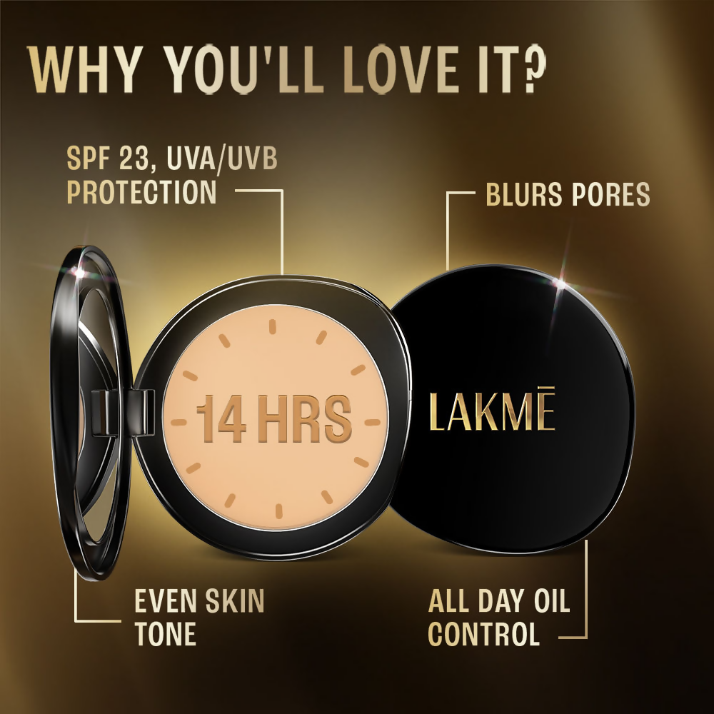 Lakme Ultimate Glam Compact, Skin Lightening Compact Powder - Golden Sand 03 | Grocsy