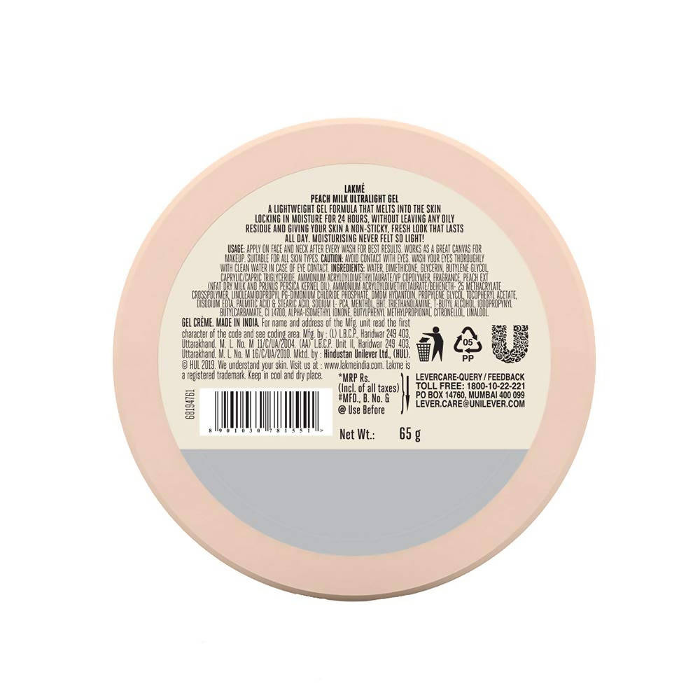 Lakme Peach Milk Ultra Light Gel | Grocsy