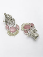 NVR Women's Silver-Plated Artificial Stones and Beads Radha Krishna Drop Earrings | Grocsy