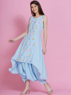 Women Republic Powder Blue Hand Embellished Kurta With Harem Pants | Grocsy