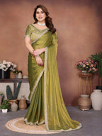 Teeya Creation Trendy Stylish Party Wear Fendy Chiffon Saree-Green | Grocsy
