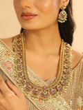 Nuyug 18K Gold Plated Estele Gold Tone Beaded Long Necklace Set | Grocsy