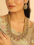 Nuyug 18K Gold Plated Estele Gold Tone Beaded Long Necklace Set | Grocsy