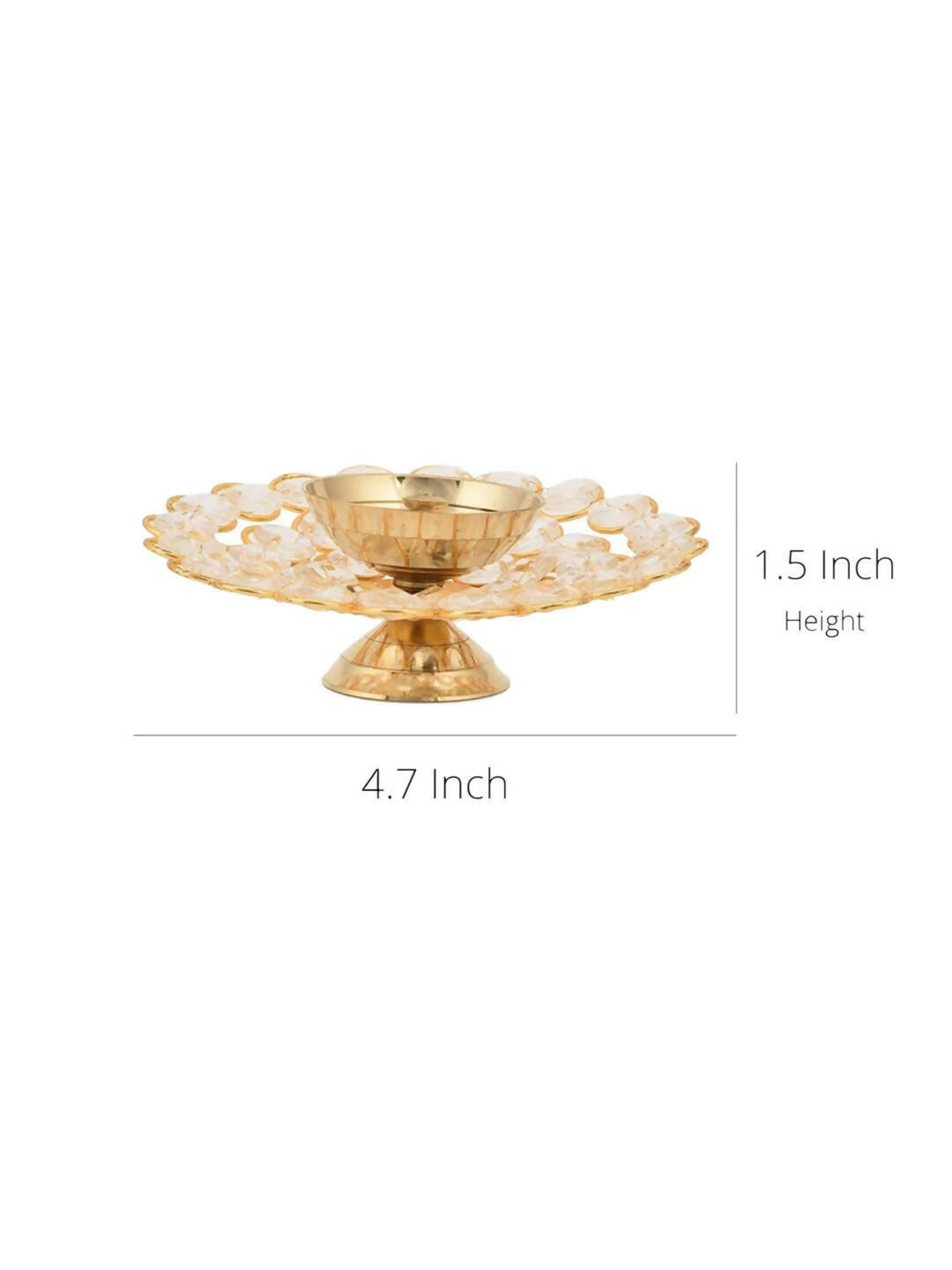 CraftVatika Gold-Toned Crystal Akhand Diya Oil Puja Lamp | Grocsy