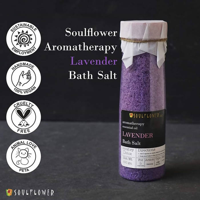 Soulflower Aromatherapy Essential Oil Lavender Bath Salt | Grocsy