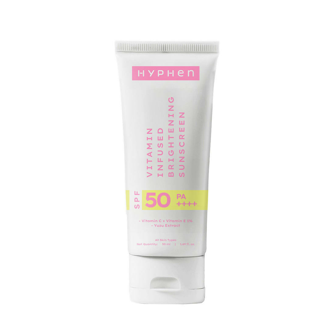 Hyphen By Kriti Sanon Vitamin Infused Brightening Sunscreen SPF 50 PA++++, Brightenens Skin, Reduces Dark spots & Pigmentation, No White Cast | Grocsy