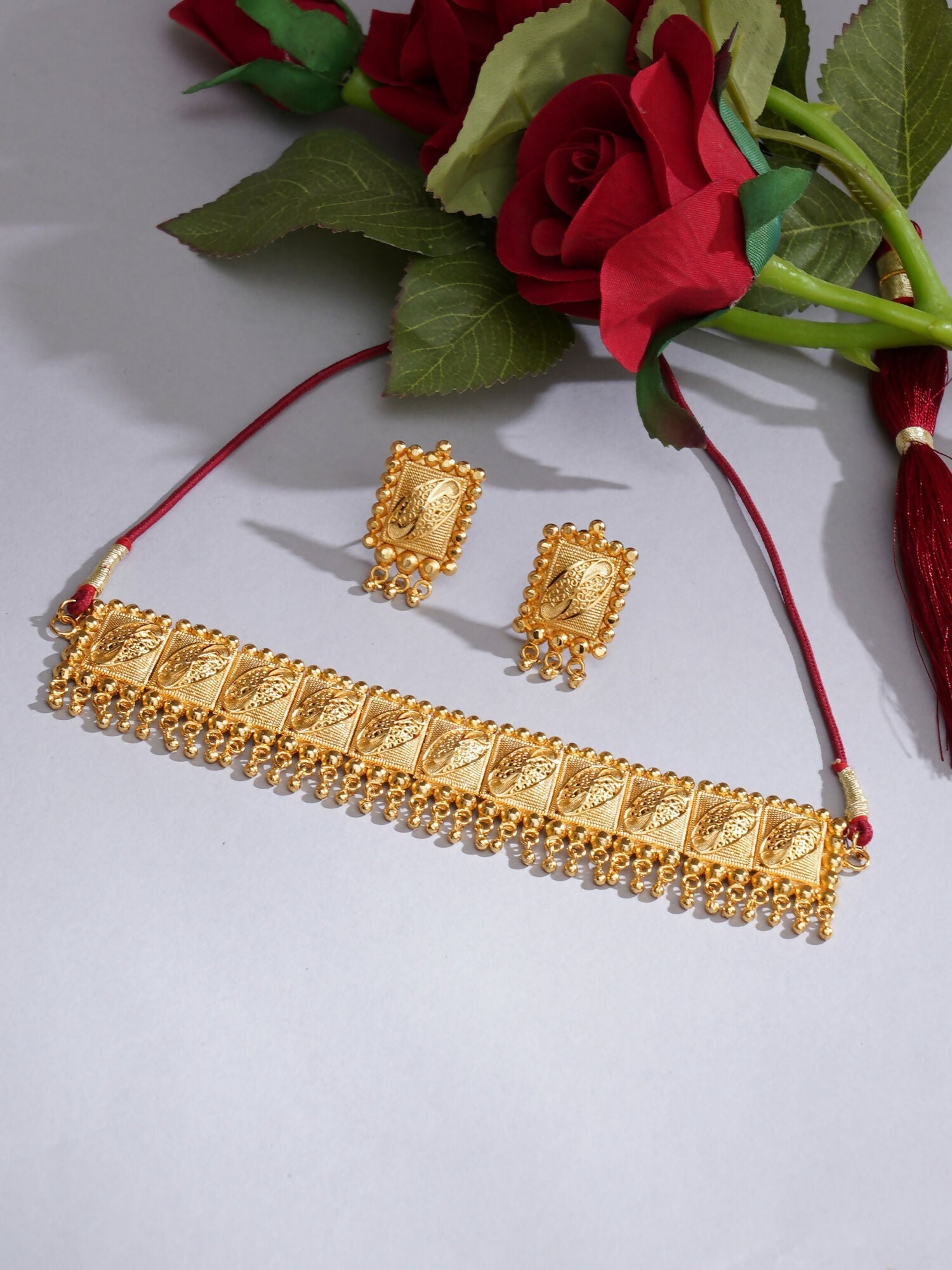 Gold plating jewellery set (Gold) - Ruby Raang | Grocsy