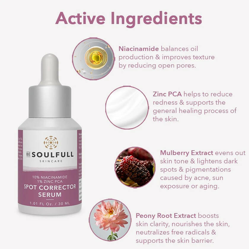 Be Soulfull 10% Niacinamide Spot Corrector Serum | Grocsy