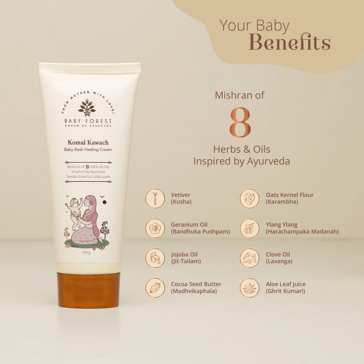 Baby Forest Komal Kawach Baby Rash Healing Cream | Grocsy