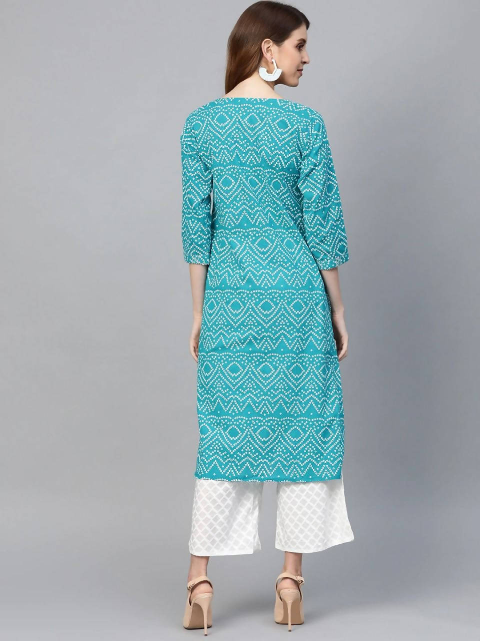 Vamika Sky Blue Printed Cotton Party/Casual Wear Kurta Set/Suit | Grocsy