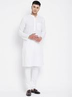 Even Apparels White Pure Cotton Men Kurta With Band Collar | Grocsy