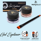 Ronzille 36Hr Waterproof And Smudge Proof Long Wear Gel Eyeliner With Brush - Black And Brown | Grocsy