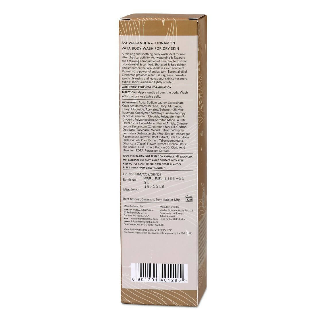 Mantra Herbal Ashwagandha and Cinnamon Vata Body Wash For Dry Skin | Grocsy
