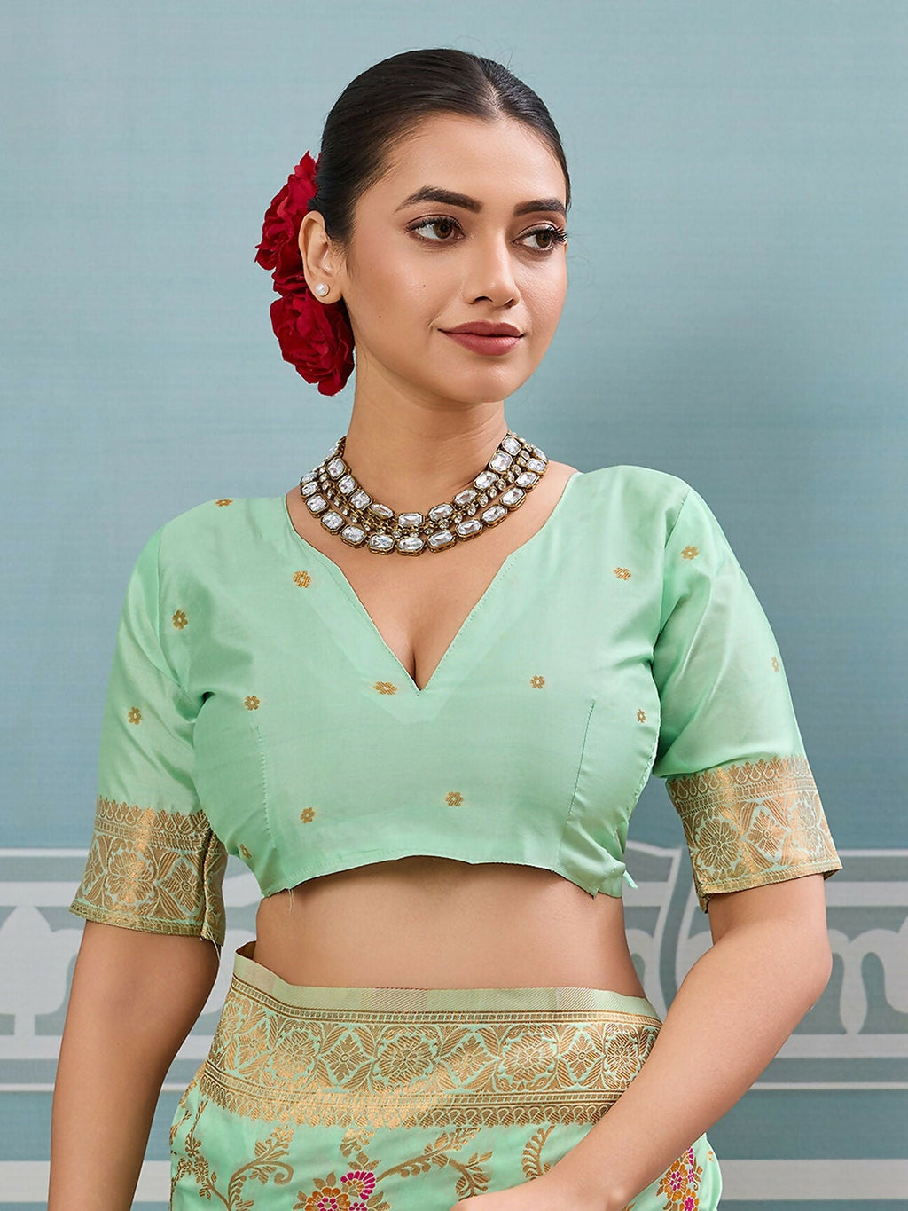 Shree Shyam Fashion Pista Silk Saree | Grocsy