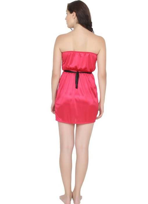 Ruhani HLSC Poly Satin Pink Tube Short Nighty Fits Bust (Ruhani-NT-07-FS) | Grocsy
