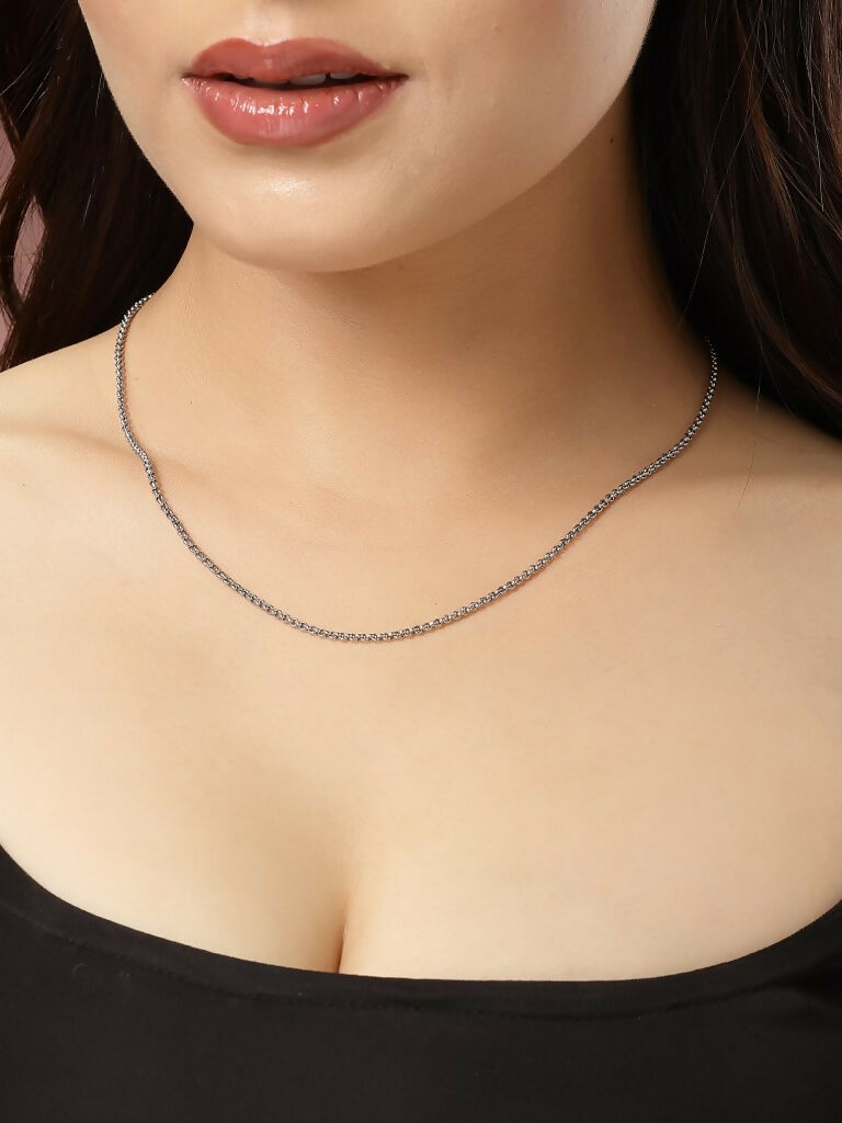 NVR Women's Silver-Toned German Silver Oxidised Chain | Grocsy
