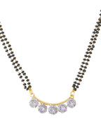 NVR Women's's Set of 2 Black Gold-Polished Beaded Mangalsutra With Ad Stone | Grocsy