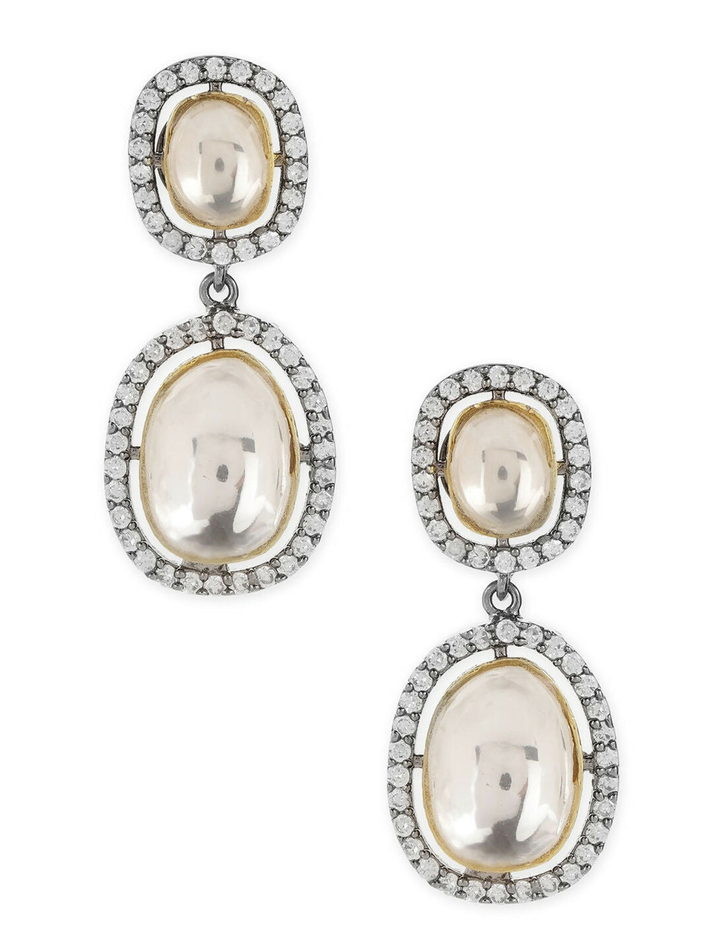 Duet Diamond & Kundan Earrings- Ruby Raang | Grocsy
