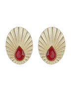 Joban Fashion Women Miny Size Red Stone Matte Gold Earrings | Grocsy