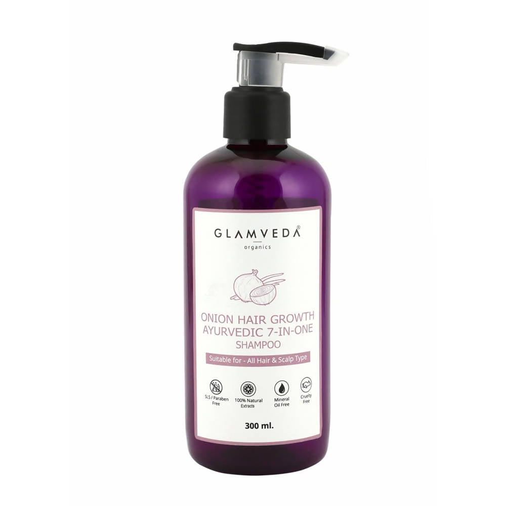 Glamveda Onion Hair Growth Ayurvedic 7 In One Shampoo | Grocsy