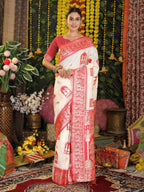 Shree Shyam Fashion Silk White Saree | Grocsy