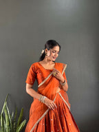 Teeya Creation New Trendy Stylist South Style Lehenga Choli Set - Orange | Grocsy