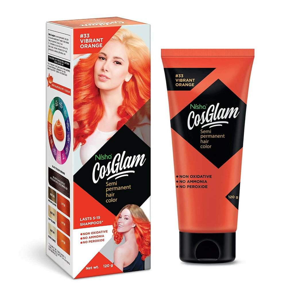 Nisha Cosglam Semi Permanent Hair Color 33 Vibrant Orange | Grocsy