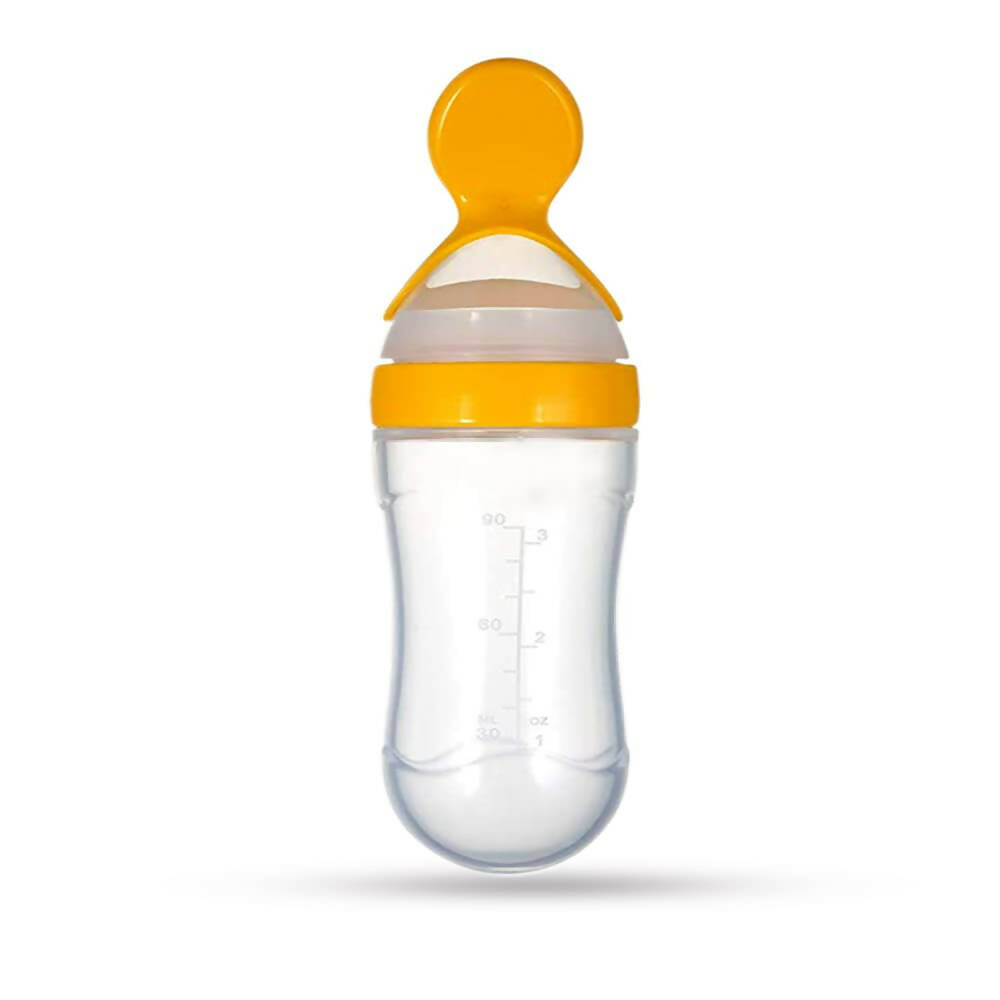 Goodmunchkins Silicone Spoon Food Feeder Silicone Bottle for Babies-Yellow | Grocsy