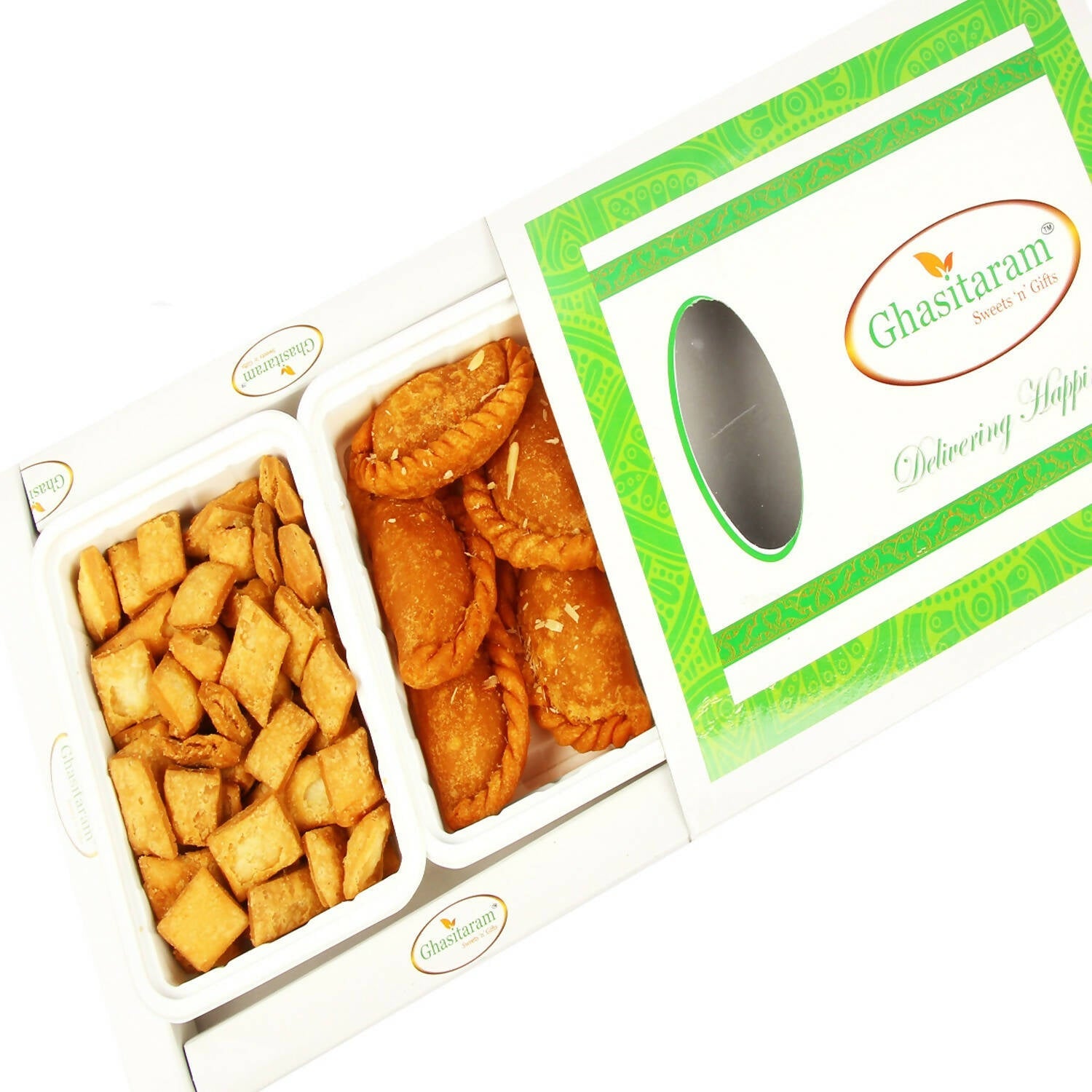 Ghasitaram Holi Gifts: Gujiya and Shakarpara Hamper | Grocsy