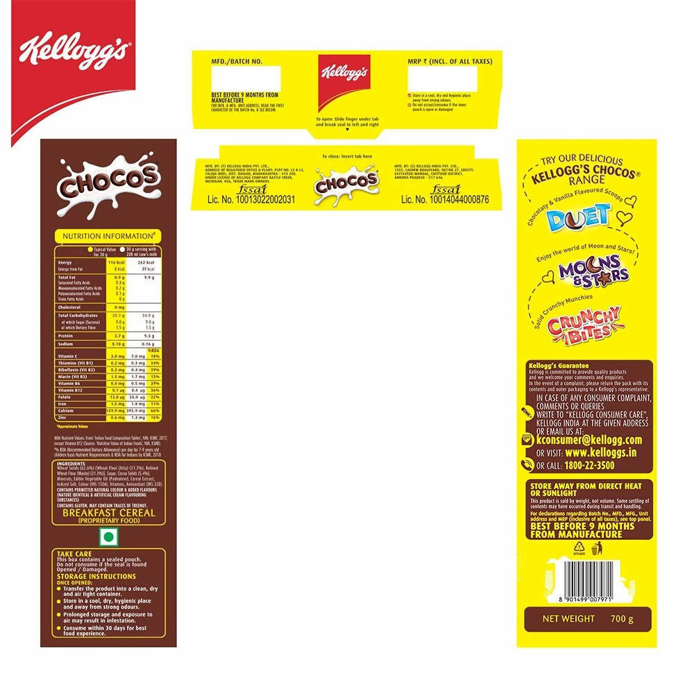 Kellogg's Chocos For Kids, Multigrain Energy, More Chocolatey, Kids Breakfast Cereal | Grocsy