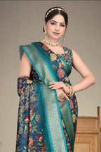 PR Fashion Multi Heavy Rich Cotton Silk Digital Print & Jacquard Saree | Grocsy
