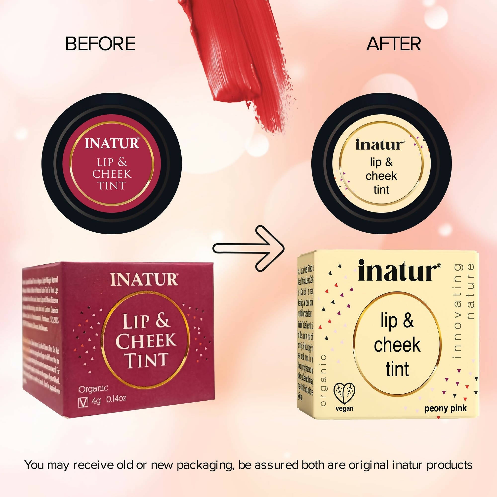 Inatur Lip and Cheek Tint Peony Pink | Grocsy