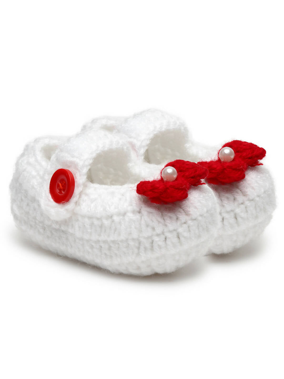 Chutput Kids Woollen Hand Knitted Bow Detailed Booties - White | Grocsy