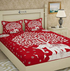 Vamika Printed Cotton Red Color Bedsheet With Pillow Covers (LEOC_SKHTY_RED) | Grocsy