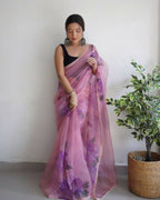 Vamsee Pink Organza Saree | Grocsy