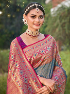 Shree Shyam Fashion Blue Banarasi Silk Saree | Grocsy