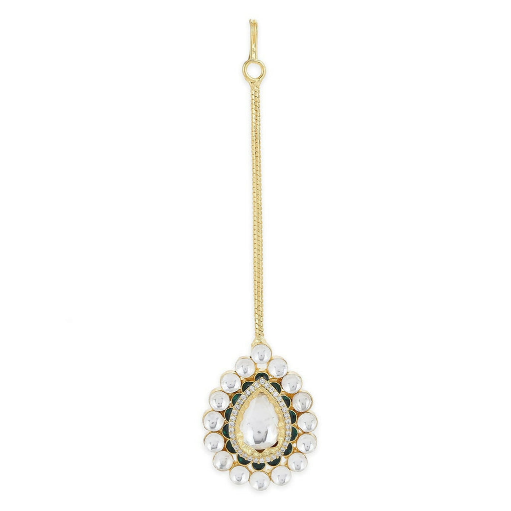 Tear Drop Kundan Maang Tikka- Ruby Raang | Grocsy