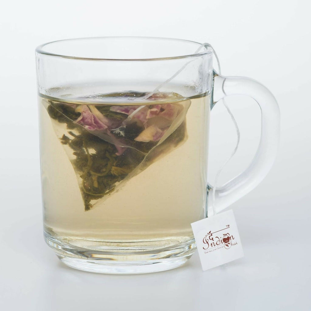 The Indian Chai - Rose Green Tea 30 Pyramid Tea Bags | Grocsy